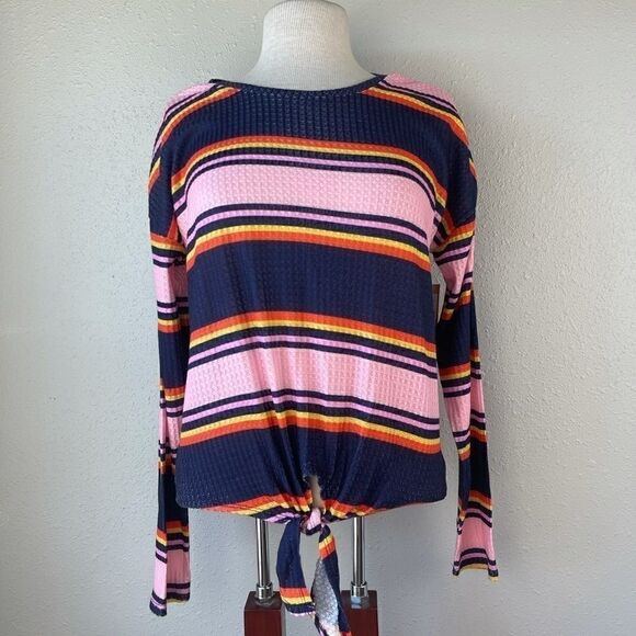 NWT Urbanology Stripped Long Sleeve with Front Tie - Picture 1 of 9